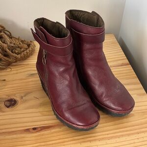 Fly London Maroon Ankle Boots